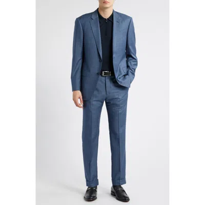 Emporio Armani Blue Mélange Wool Suit In Blue Melange