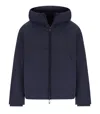 Emporio Armani Blue Navy Hooded Down Jacket In Blue