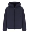 Emporio Armani Blue Navy Hooded Down Jacket In Blue