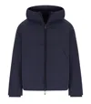 Emporio Armani Blue Navy Hooded Down Jacket In Blue