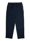 Emporio Armani Blue Pants With Elastic Drawstring Waist And Logo Embroidery On The Rear In Viscose Blend Stretch Bo In Blu