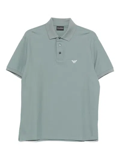 Emporio Armani Cotton Polo Shirt Short Sleeve Design In Gray
