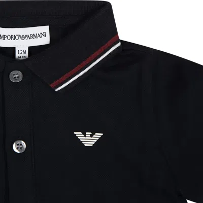 Emporio Armani Blue Polo Shirt For Baby Boy With Logo