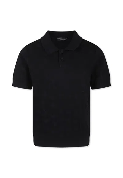 Emporio Armani Kids' Blue Polo Shirt For Boy With Eagle
