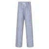 Emporio Armani Blue Poplin Striped Drawstring Trousers In Blue