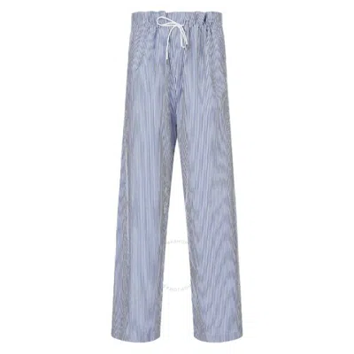 Emporio Armani Blue Poplin Striped Drawstring Trousers