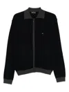 Emporio Armani Blue Ribbed-trimmed Zip-up Cardigan In Multi