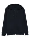 Emporio Armani Logo-detail Hooded Zip-up Sweatshirt In Blue