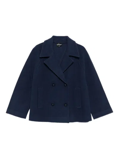 EMPORIO ARMANI BLUE SINGLE-BREASTED COAT