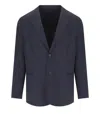 Emporio Armani Single-breasted Jacket In A Jacquard Double Jersey Knit In Blue