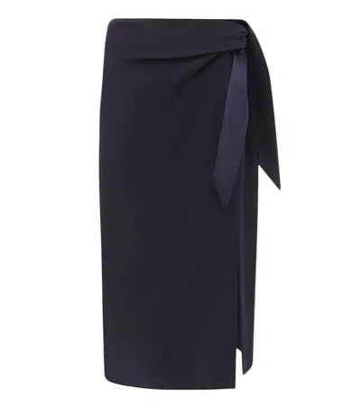Emporio Armani Blue Solid Midi Skirt