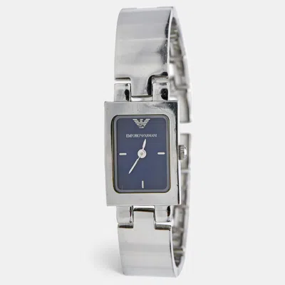 Pre-owned Emporio Armani Blue Stainless Steel Ar5416 Women's Wristwatch 17.50 Mm In Silver