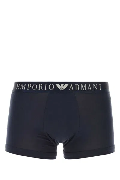 Emporio Armani Blue Stretch Cotton Boxer In 00135