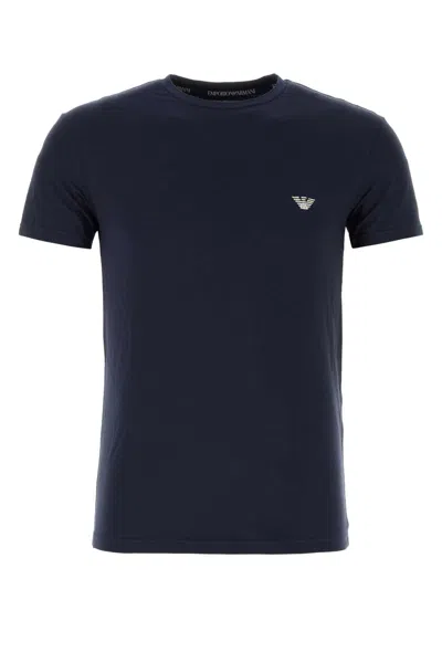 Emporio Armani Blue Stretch Cotton T-shirt In 00135