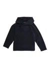 Emporio Armani Blue Sweatshirt With Fixed Hood And Logo Detail On The Front In Tech Fabric Stretch Boy In Blue