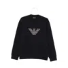 Emporio Armani Asv Double-jersey Sweatshirt With Oversized Embroidery In Black