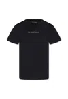 Emporio Armani Blue T-shirt For Boy With Logo In Blue