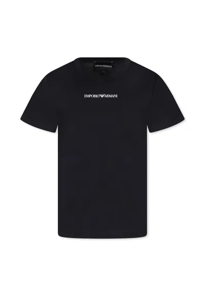 Emporio Armani Kids' Blue T-shirt For Boy With Logo