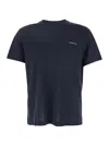 Emporio Armani Blue T-shirt With Logo Lettering On The Front In Cotton And Lyocell Blend Man