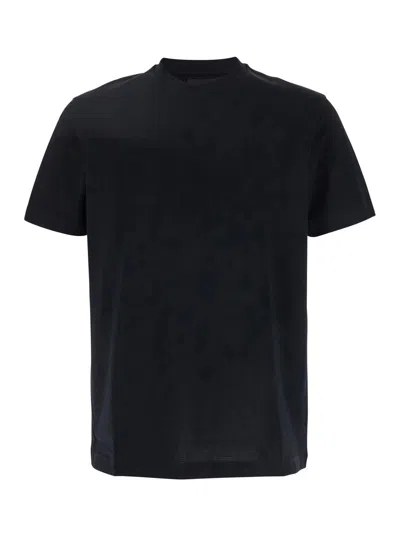 Emporio Armani Blue T-shirt With Logo On The Front Tone-on-tone