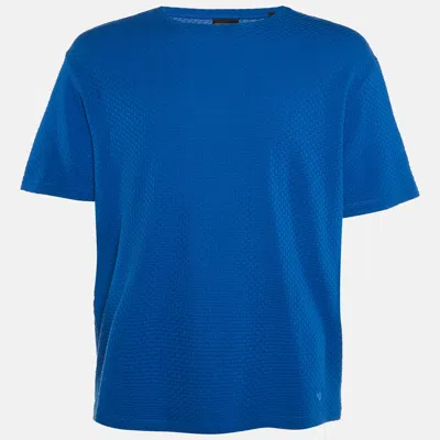 Pre-owned Emporio Armani Blue Textured Cotton Crew Neck T-shirt Xxl
