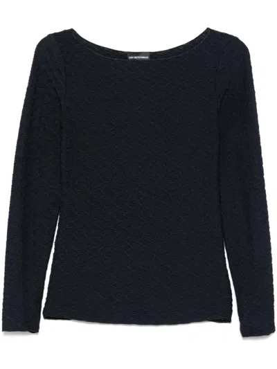 EMPORIO ARMANI BLUE TEXTURED TOP
