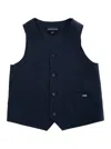 Emporio Armani Blue Vest With V-neck And Metallic Logo On The Front In Viscose Blend Boy In Blue