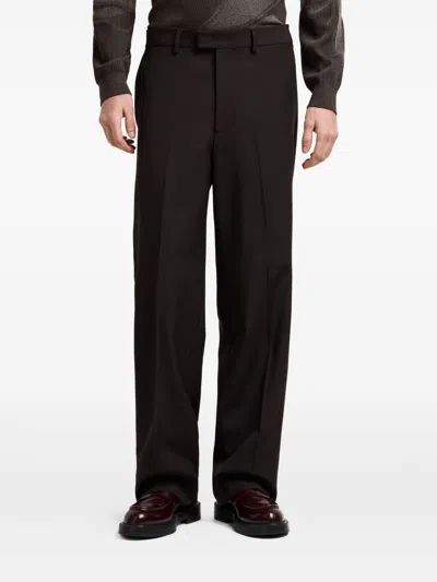 Emporio Armani Blue Virgin Wool Suit In Brown