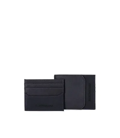 Emporio Armani Blue Wallet+card Holder Set In Black