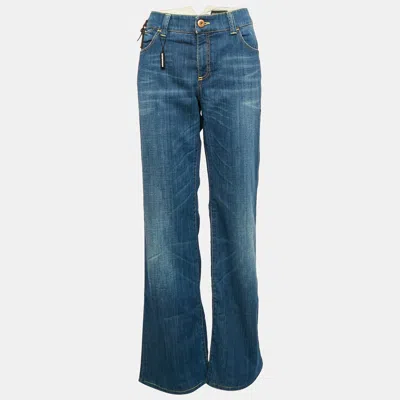 Pre-owned Emporio Armani Blue Washed Denim Flared Denim L Waist 36"