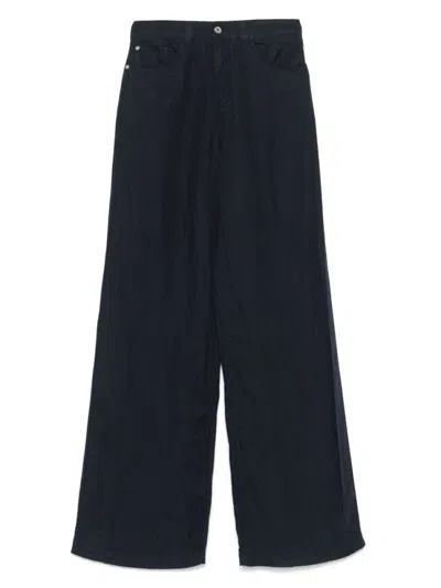 Emporio Armani Blue Wide-leg Linen Trousers