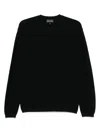 Emporio Armani Blue Wool Blend Crewneck Sweater In Black