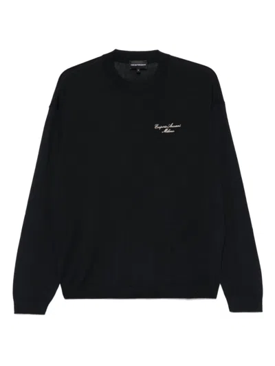 EMPORIO ARMANI BLUE WOOL BLEND SWEATER