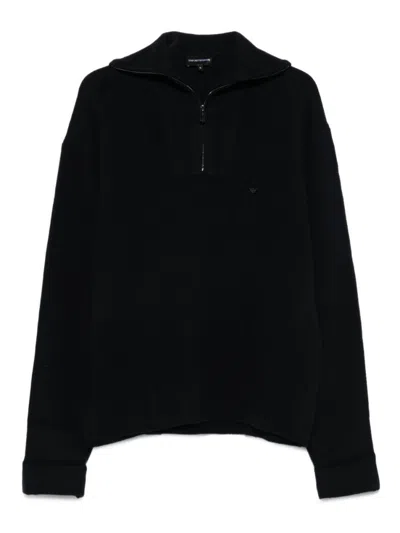 EMPORIO ARMANI BLUE WOOL HIGH NECK SWEATER