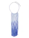 Emporio Armani Fringe-embellished Necklace In Blue