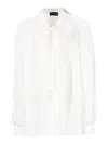 Emporio Armani Neck Tie Blouse High-low Hem In White