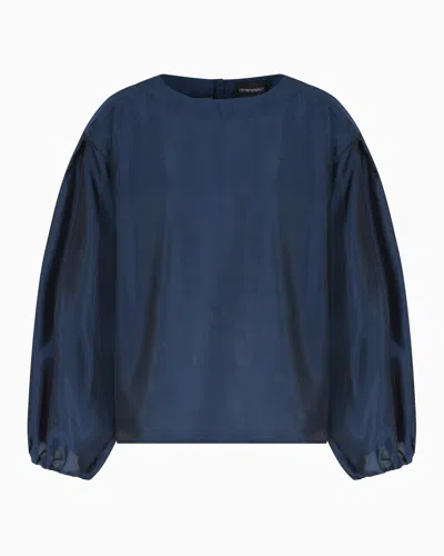 Emporio Armani Bluse Aus Techno-musselin In Blau