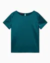 Emporio Armani Bluse Mit Kurzen Ärmeln Aus Seidensatin In Green