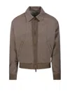 Emporio Armani Brown Stretch Denim Bomber Jacket In Brown