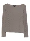Emporio Armani Boat-neck Jumper Geometric Long Sleeves In Gray