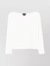 Emporio Armani Boat-neck Jumper Textured Fabric Long Sleeves In White