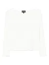 Emporio Armani Boat-neck Jumper Textured Fabric Long Sleeves In White