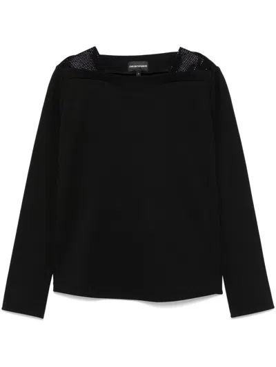 Emporio Armani Boat Neck Sweater In Black