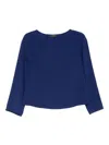 Emporio Armani Boat Neck Blue Top In Blue
