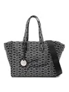 Emporio Armani Canvas Jacquard Denim Tote Bag In Blue