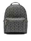Emporio Armani Coated Faux Leather Logo Print Backpack With Front Pocket In Black
