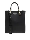 Emporio Armani Deer Print Myea Vertical Shopper Bag In Black
