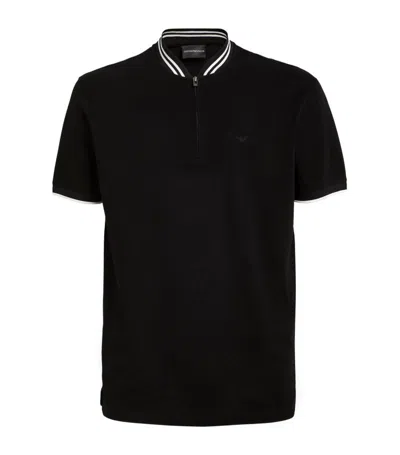 Emporio Armani Bomber-collar Polo Shirt In Black