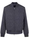 Emporio Armani Script-print Bomber Jacket In Blue