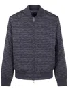 Emporio Armani Script-print Bomber Jacket In Blue